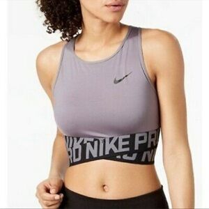 Nike Pro Intertwist High Neck Dri Fit Sports Athletic Top Small Gray Black HTF